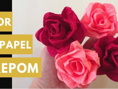 Flor de Papel Crepom - Como fazer ROSA de papel