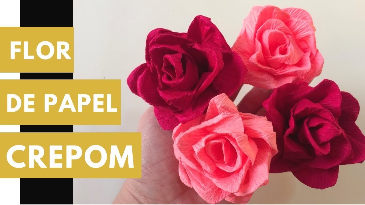Flor de Papel Crepom - Como fazer ROSA de papel
