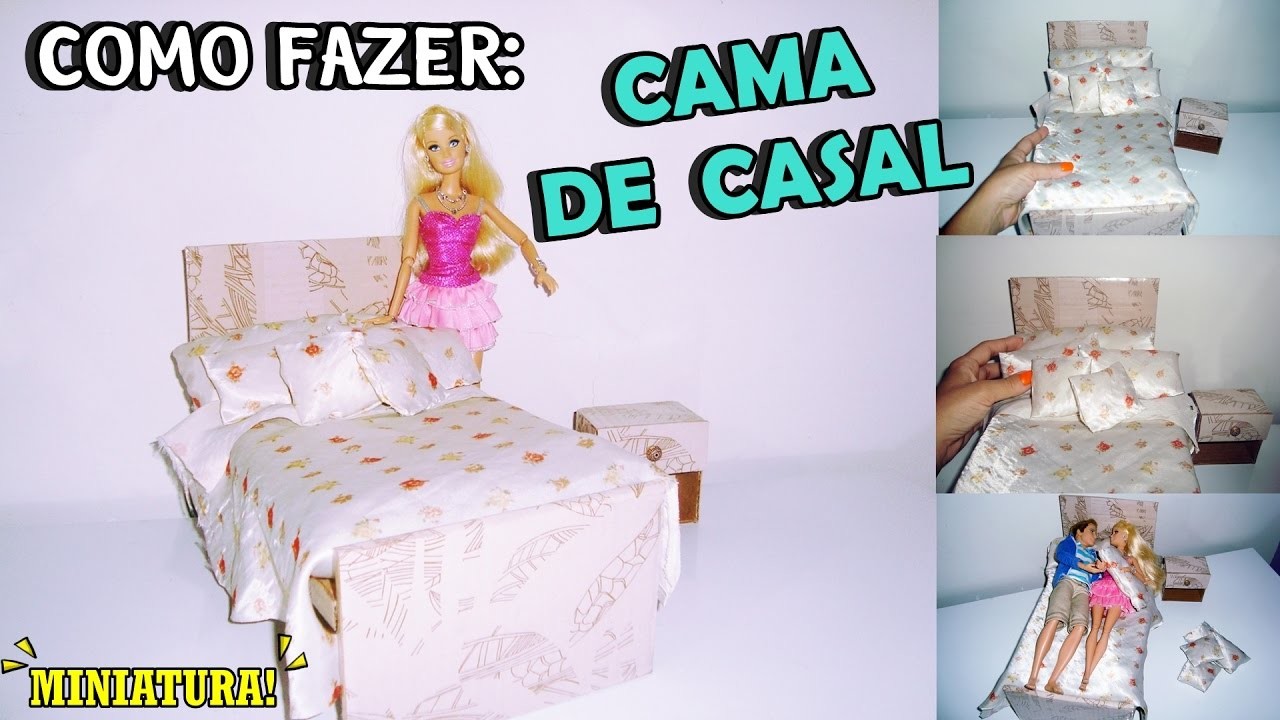 CAMA DE CASAL para Barbie e outras Bonecas  #COMO FAZER ❤