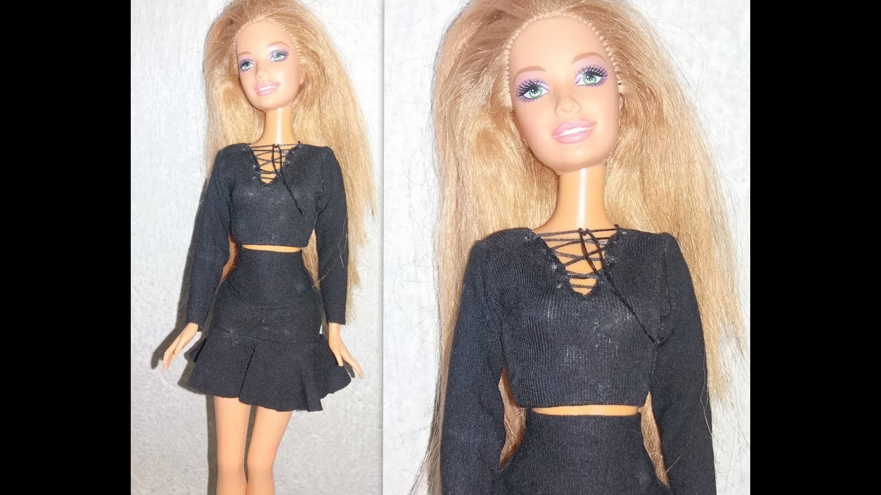 DIY - Saia e Blusa com decote trançado para Boneca (Barbie)