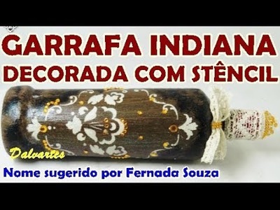 GARRAFA INDIANA DECORADA COM STÊNCIL