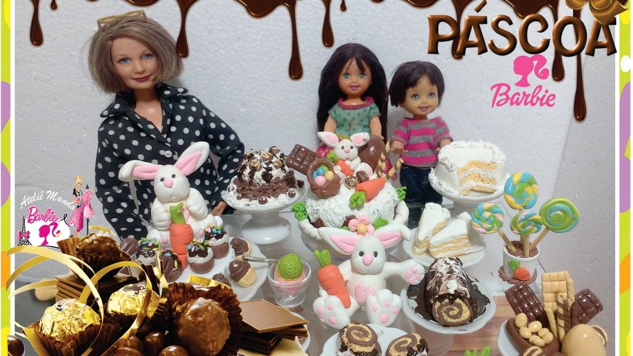Páscoa - Decoração de Mesa de Páscoa para Barbie e bonecas Similares