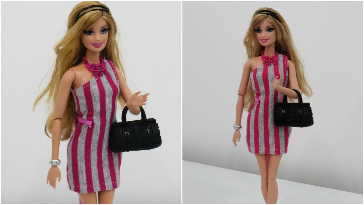 Vestido de Um Ombro Só para Barbie DIY