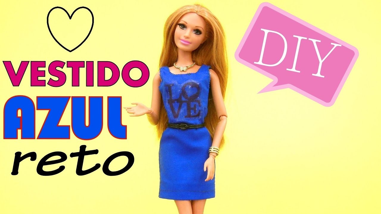 Vestido Reto Azul para Barbie DIY