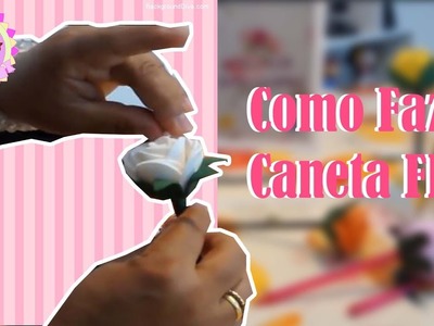 DIY -  Caneta Flor (Rosa) Em EVA Sem Frisador