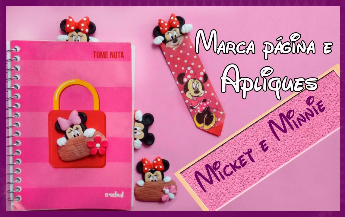 Marcador de página e apliques MICKEY E MINNIE.  Page marker Mickey and Minnie