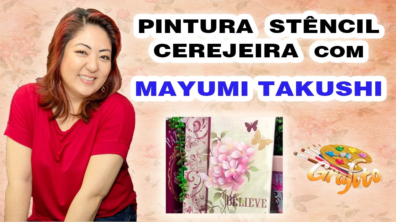 MAYUMI TAKUSHI na GRAFITO ARTE - Pintura com Stêncil Cerejeira