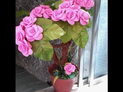 Árvore Bonsai com rosas de E.V.A (SEM FRISADORES)
