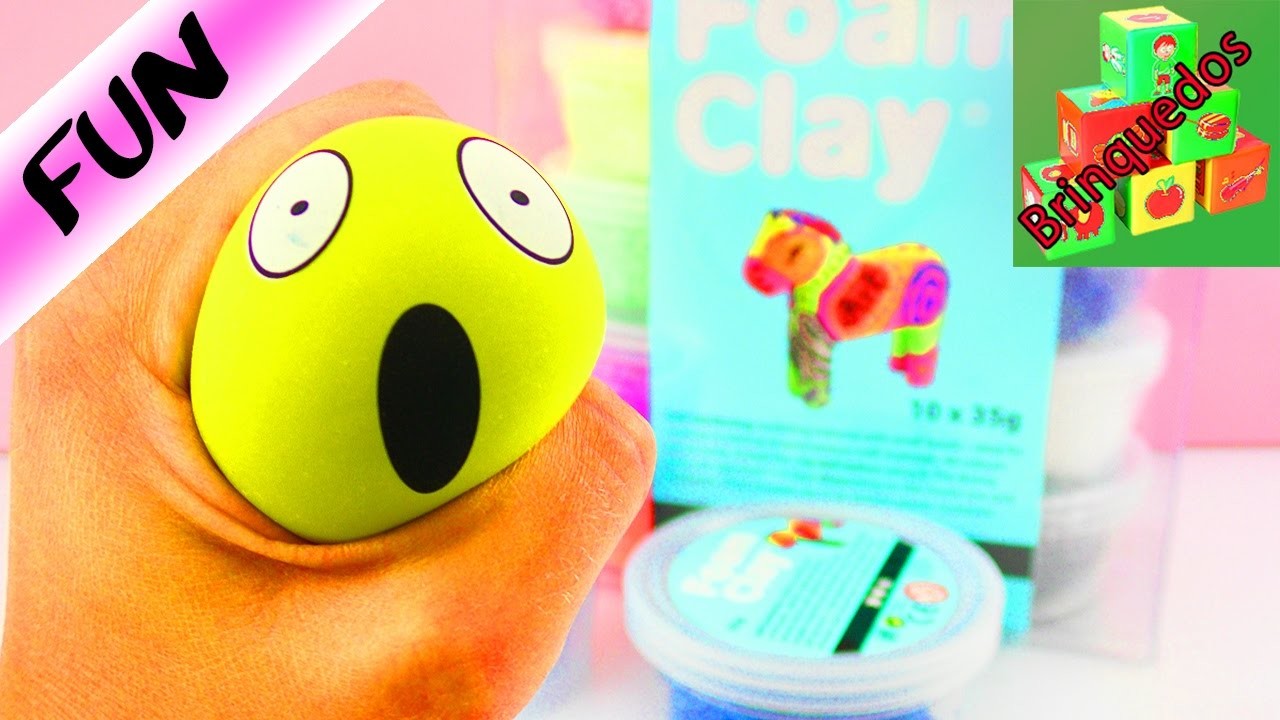 Bolinha anti-stress Emoji com massinha de isopor e massinha clary | Form Clay | DIY faça você mesmo