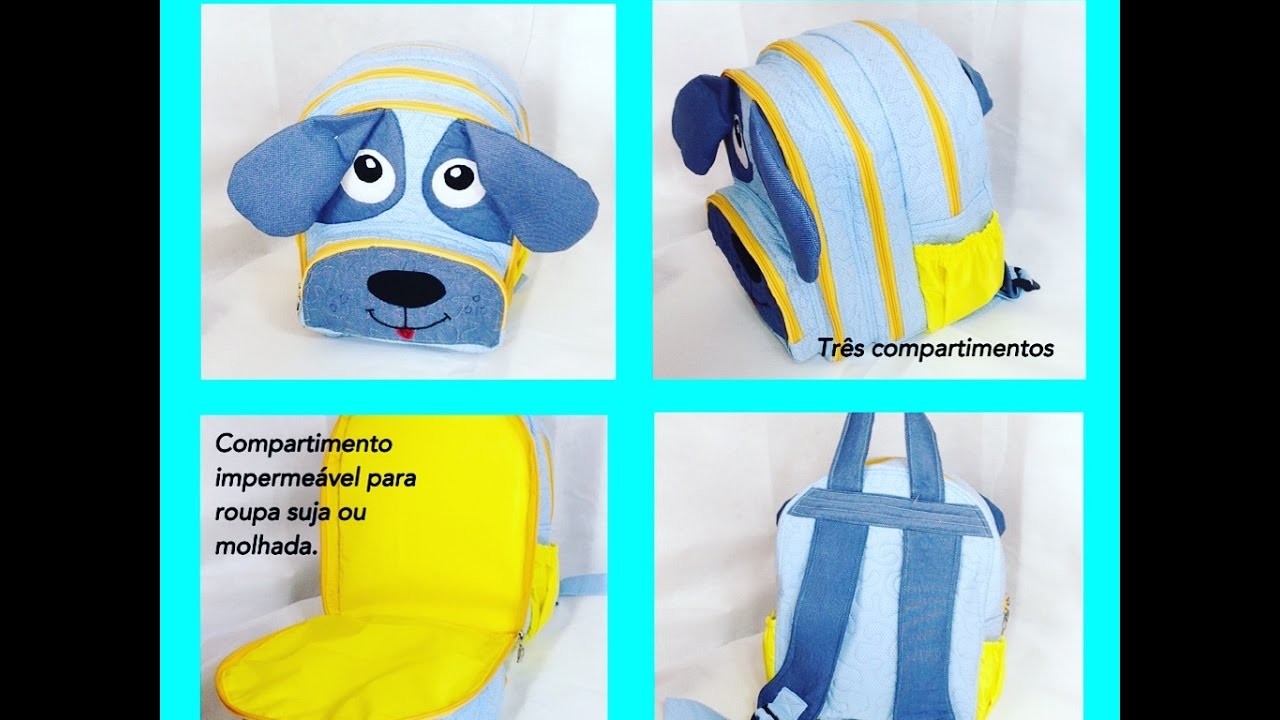 Mochila  escolinha cachorro,como fazer ,projetos pelo link abaixo
