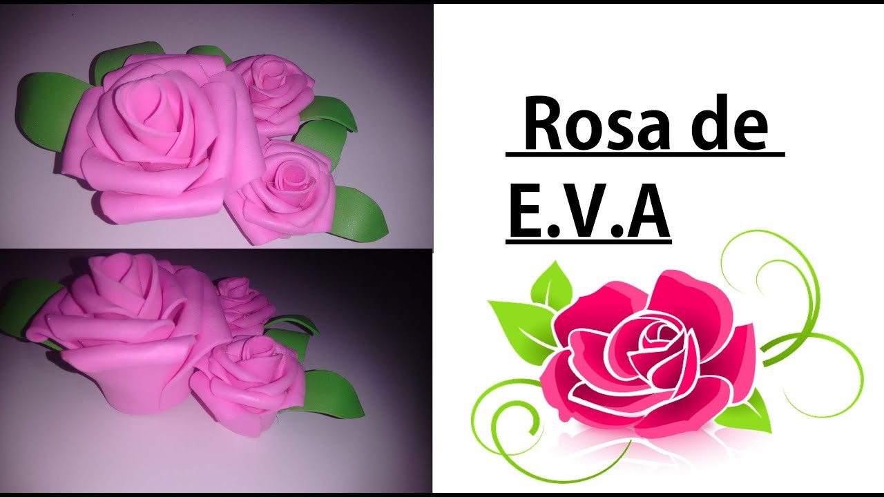 Rosa em pétalas de E.V.A sem frisador #Veda 18