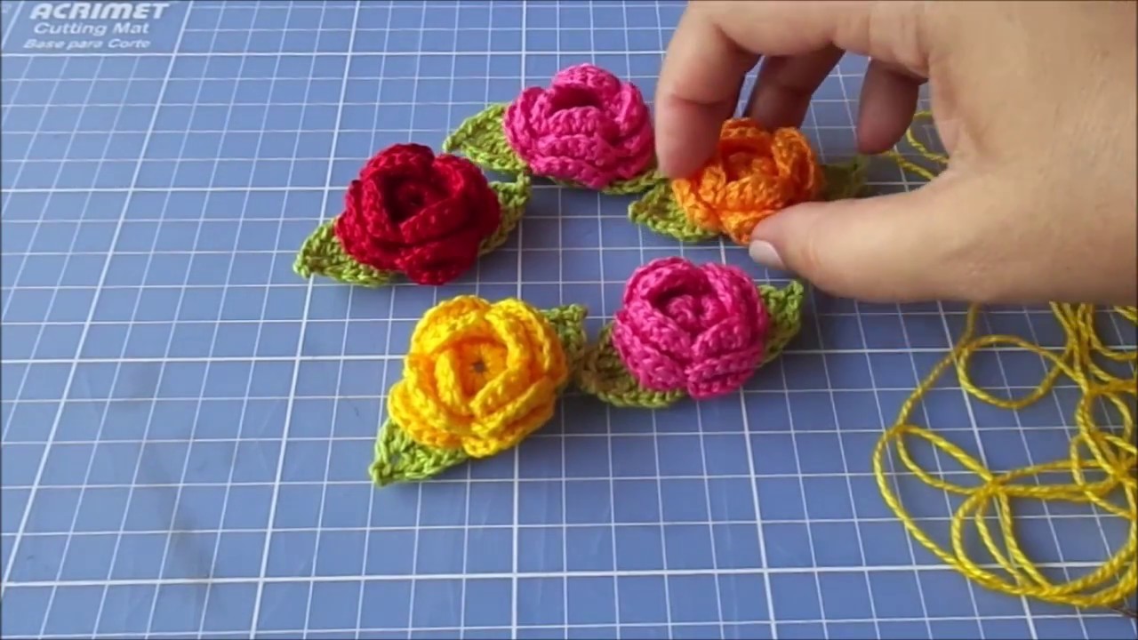 Flor em crochê para aplicação passo a passo