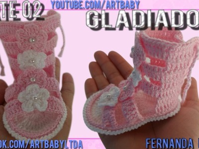 Gladiadora em Croche Sandalia - Professora Fernanda Reis - PARTE 2
