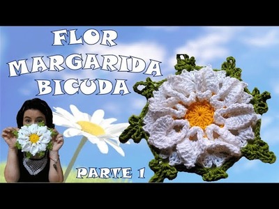 Flor de Crochê - Flor Margarida Bicuda - Parte 1.2