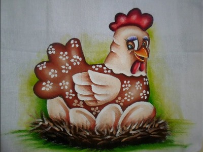 Pintura em tecido | Como pintar galinha em pano de prato | passo a passo