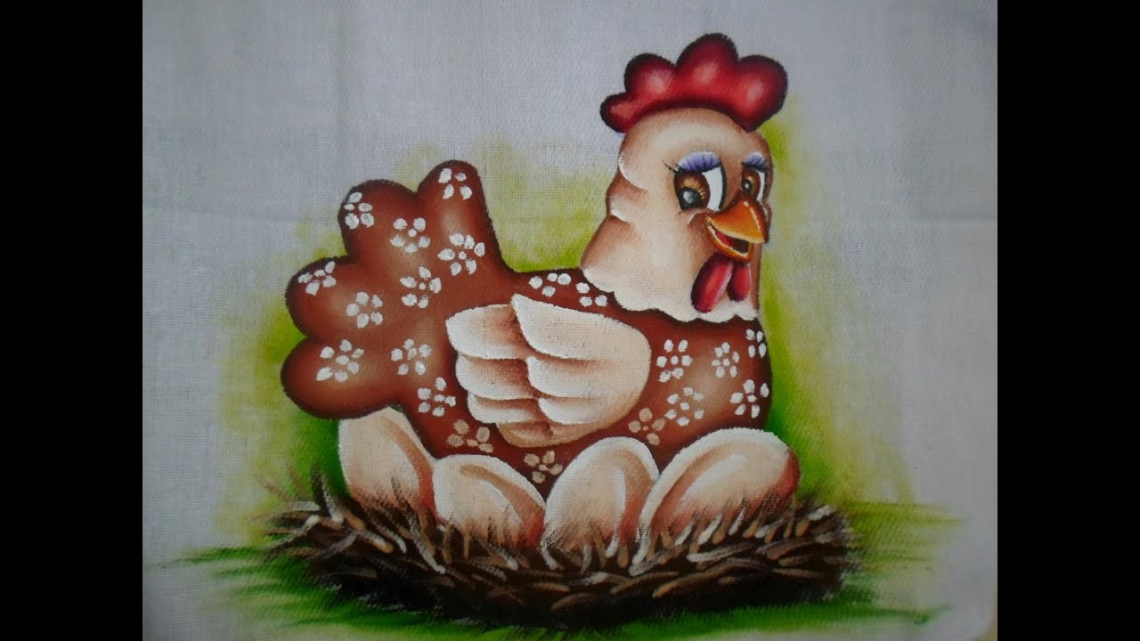 Pintura em tecido | Como pintar galinha em pano de prato | passo a passo
