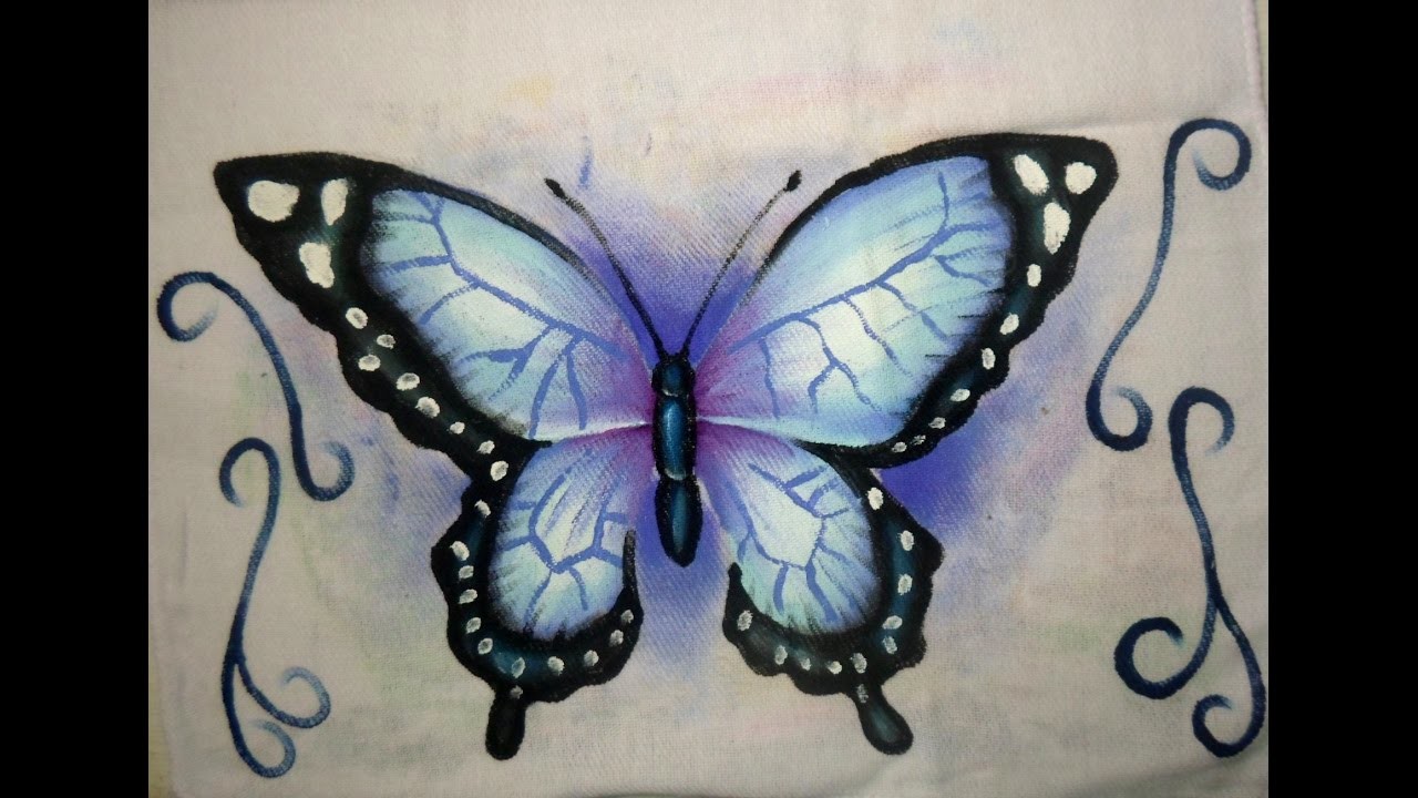 Pintura em tecido | Como pintar borboleta azul | passo a passo