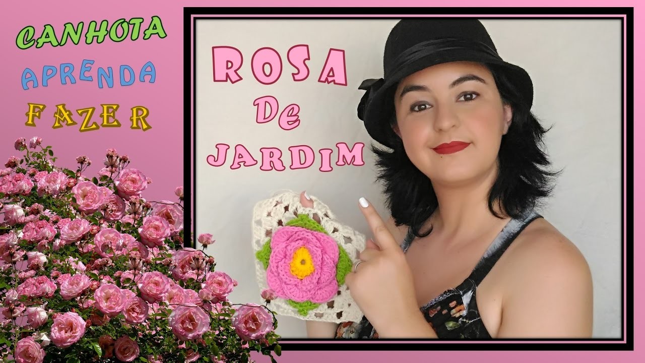 Rosa de Jardim ou Rosa de 4 Pétalas em Crochê Passo a Passo CANHOTA