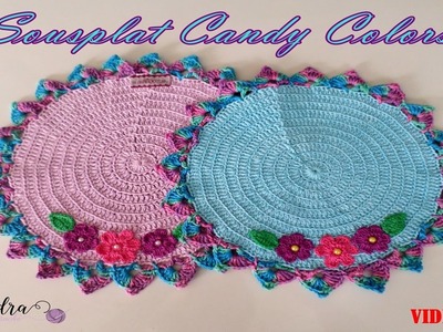 Sousplat Candy Colors com aplicação de flores "Diandra Schmidt Rosa"