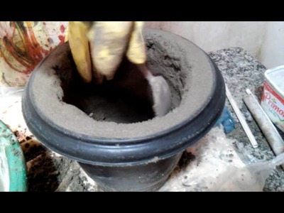 Como fazer vasos de cimento   (passo a passo).