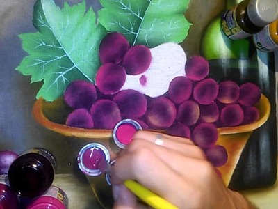 Pintura em tecido - Uvas e luz seca