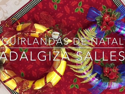 ???? Como Fazer Guirlanda de Natal com aro de isopor e fitas decorativas passo a passo completo #natal