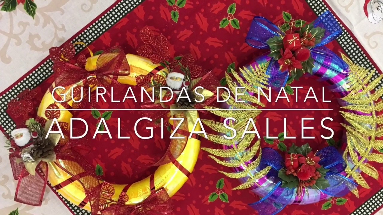 ???? Como Fazer Guirlanda de Natal com aro de isopor e fitas decorativas passo a passo completo #natal