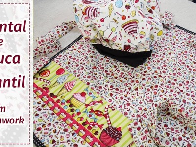 Como fazer um avental infantil com touca de cozinheiro em patchwork | Norma Tavares