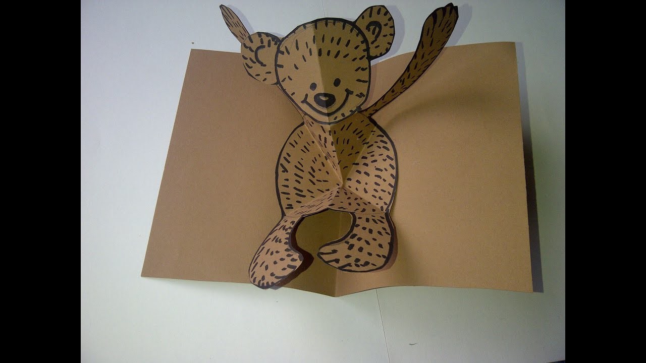 Como hacer tarjetas de amor en 3D con oso de peluche.   Como fazer cartões com urso