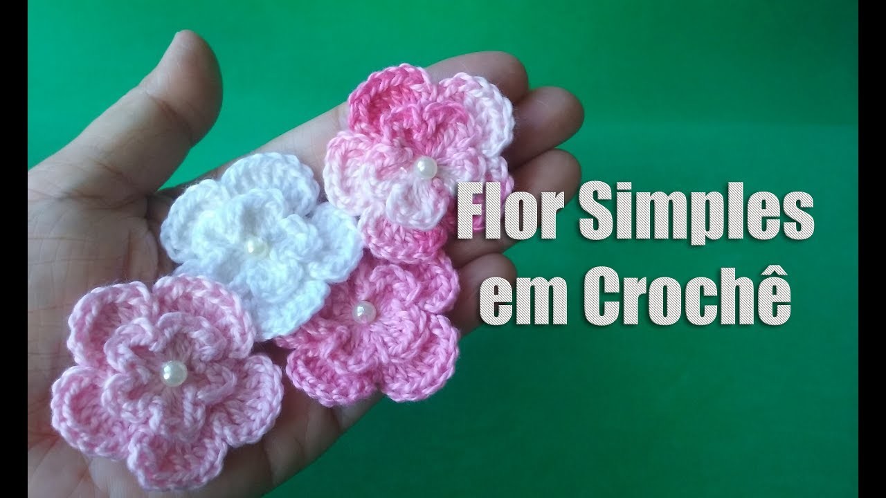 Mini Flor simples de crochê