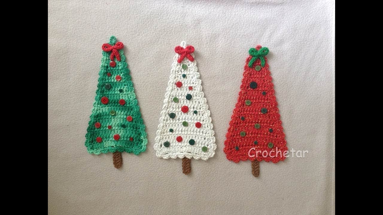 Árvore de Natal para porta (crochê endurecido) - Professora Maria Rita
