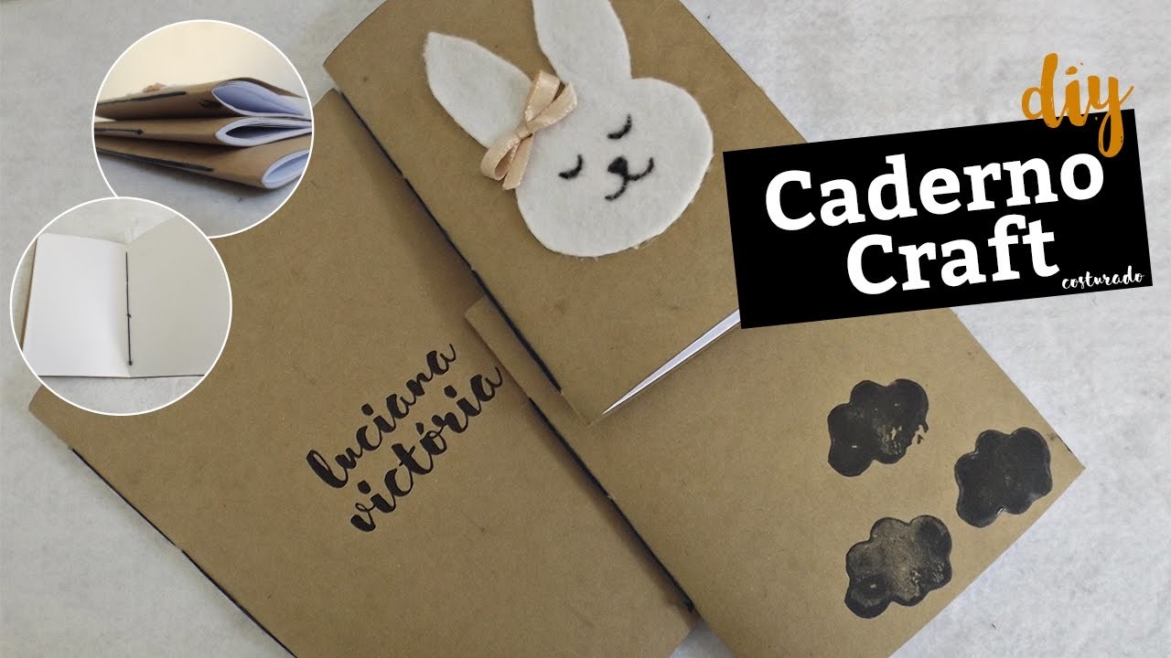 DIY Cadernos craft costurado (encadernação artesanal)
