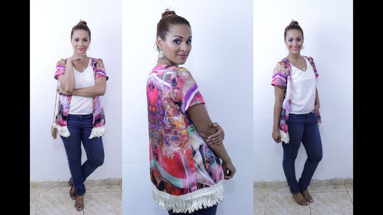 Kimono de Seda Com Franja COSTURA