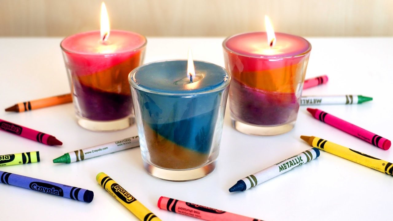 Multicolorida e linda: velas feitas com giz de cera