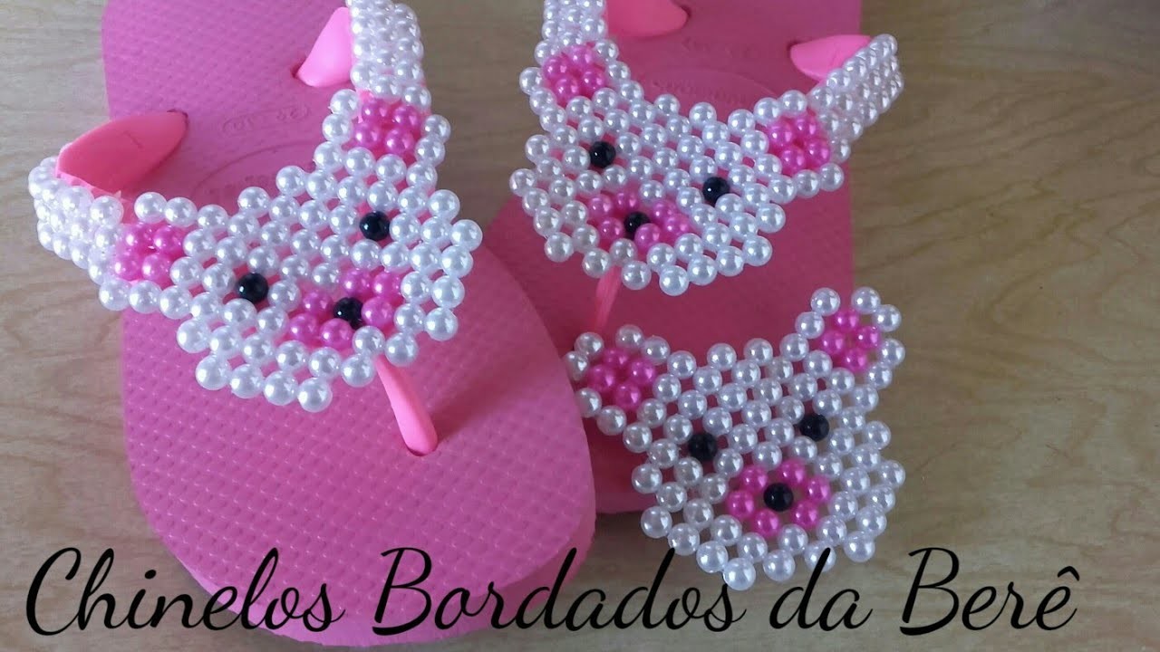 Costurando o Ursinho no Chinelo