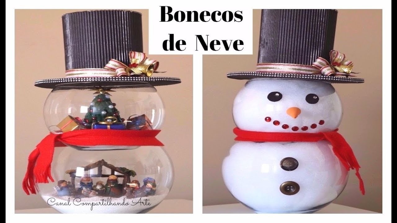 DIY BONECOS DE NEVE COM AQUÁRIOS  - DECORAÇÃO DE NATAL  - Especial Natal #5