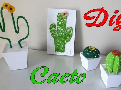 DIY Decoração Cacto | Como fazer Rabo de Gato | Tricotin | I-cord e String Art.