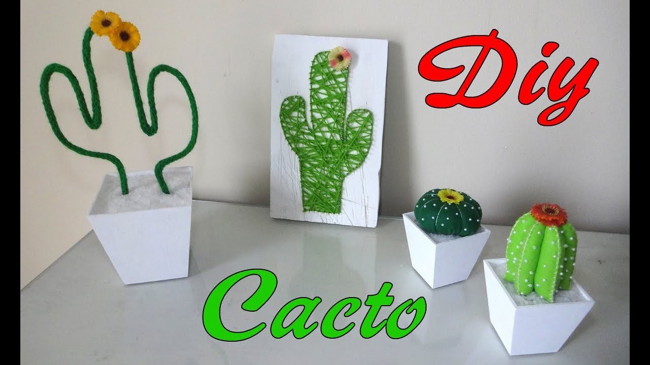 DIY Decoração Cacto | Como fazer Rabo de Gato | Tricotin | I-cord e String Art.