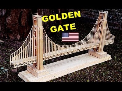 Ponte Golden Gate Brigde feita com palitos de Churrasco Como fazer - (como haser) Maquete Artesanato