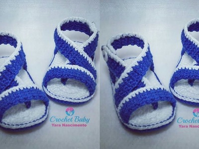 Sandálinha LUIS de crochê - Tamanho 09 cm - Crochet Baby Yara Nascimento PARTE 01