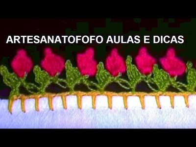 Bico  em crochê de flores delicado #CANHOTO - CROCHÊ 19 #bicoemcrochedeflores  #bicoemcrochedelicado