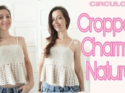 Cropped Charme Natural em Croche. Crochet Crop Top