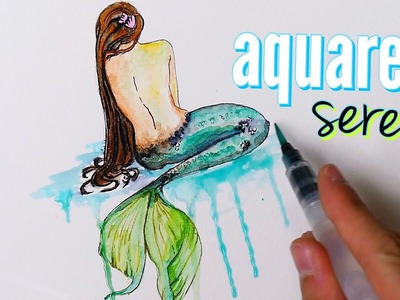 Desenhando minha primeira aquarela (sereia) | Doing my first mermaid watercolor