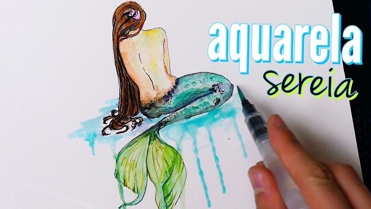 Desenhando minha primeira aquarela (sereia) | Doing my first mermaid watercolor