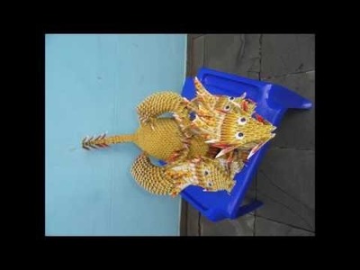 Tutorial Origami Modular Como fazer um dragão com tres cabeças