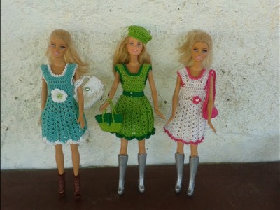 Vestido de crochê # 12,para boneca barbie e similares