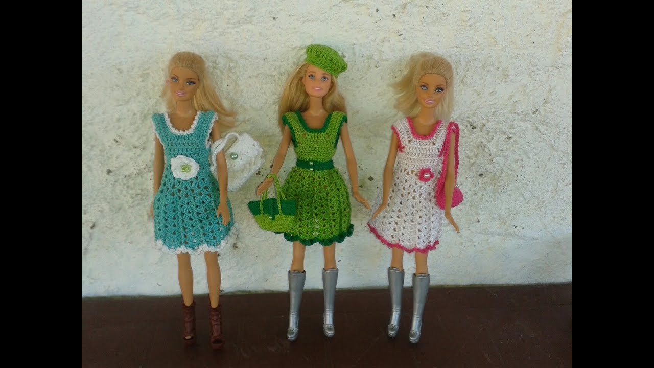 Vestido de crochê # 12,para boneca barbie e similares