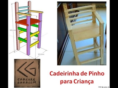 Cadeira de madeira (pinus) para crianças - Marcenaria