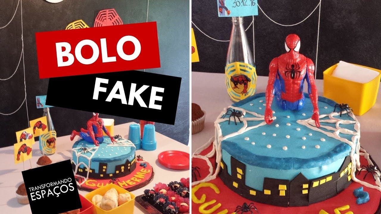 DIY: Como fazer bolo fake Homem Aranha | Organização Pessoal ❤