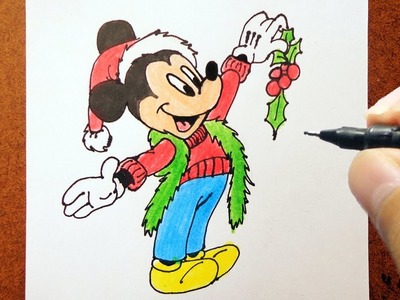 Mickey Mouse Disney Desenho de Natal, VAMOS DESENHAR, COLORINDO DESENHOS FAMOSOS